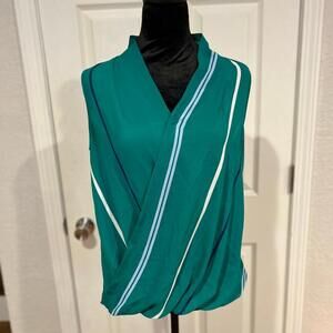 Liz Claiborne Career Green Pinstripe Sleeveless Blouse Size Small